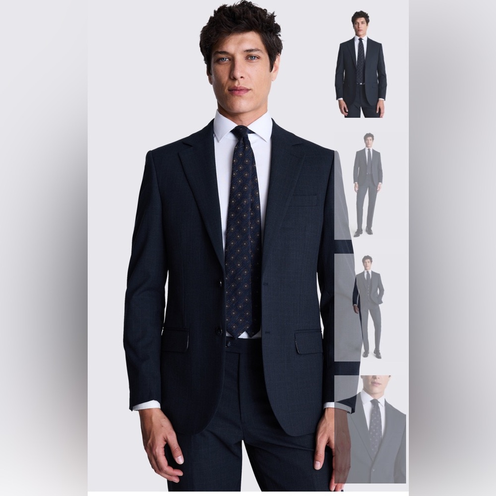 🖤 Moss Bros. Tailored Fit Navy Black Check Jacket 🖤